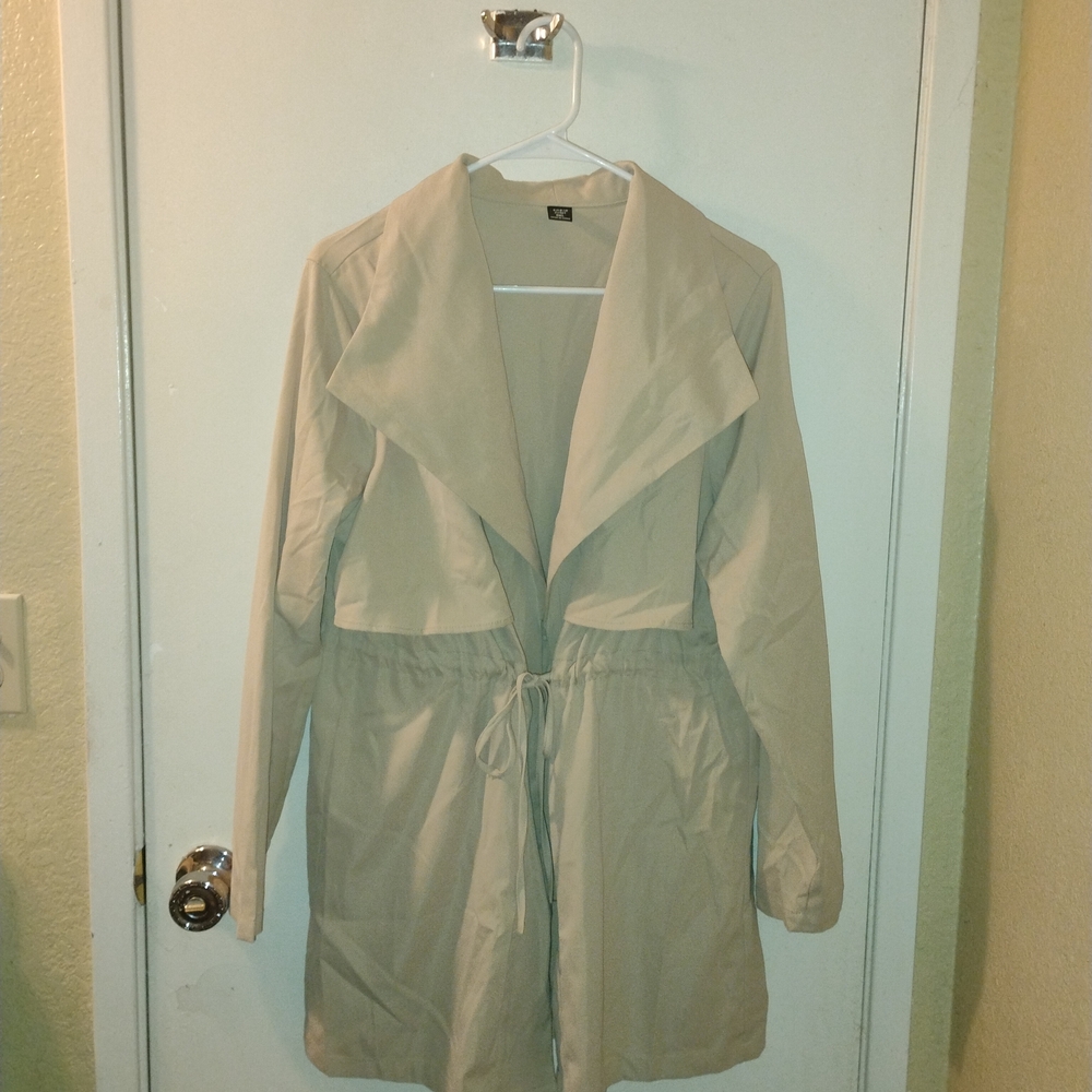 SHEIN Light Beige Drawstring Trench Coat